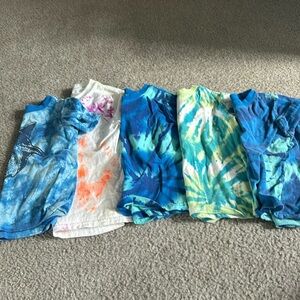5 Tie dye short sleeve shirts- Colorful fun shirts for size 4T-